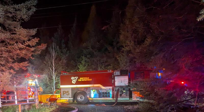 Fire Trucks Respond At Night